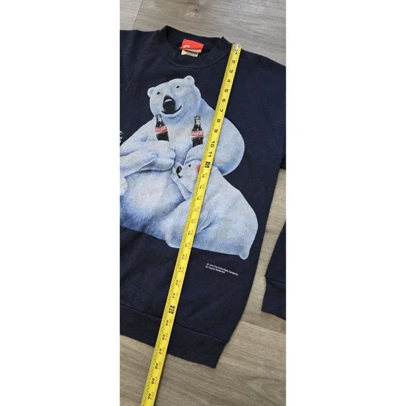 Vintage Coca-Cola Polar Bear Sweatshirt Medium Navy Crewneck 1995 90s - Picture 12 of 12